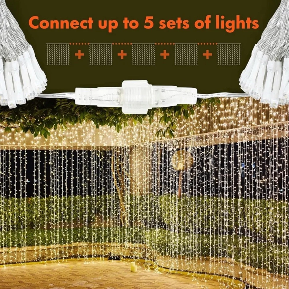 NWT Twinkle Star 300 LED Window Curtain String Light